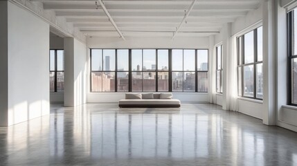 Obraz premium Modern loft space with city views