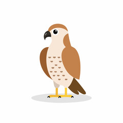 Cute Falcon Vector Illustration in Minimal Flat Style – Simple Bird of Prey Cartoon Design