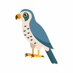 Cute Falcon Vector Illustration in Minimal Flat Style – Simple Bird of Prey Cartoon Design