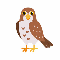 Cute Falcon Vector Illustration in Minimal Flat Style – Simple Bird of Prey Cartoon Design