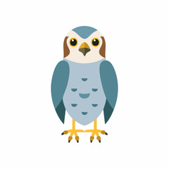 Cute Falcon Vector Illustration in Minimal Flat Style – Simple Bird of Prey Cartoon Design