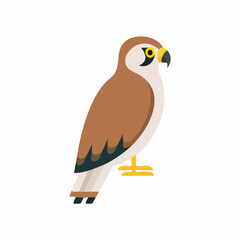 Cute Falcon Vector Illustration in Minimal Flat Style – Simple Bird of Prey Cartoon Design