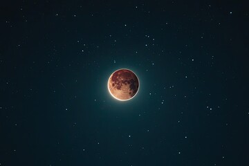 Lunar eclipse, starlit sky