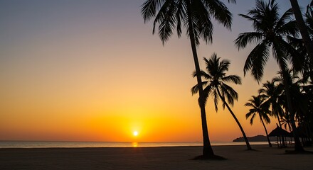 Obraz premium Golden Hour Palms AI Generated