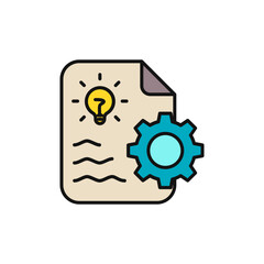 Innovation Hub Icon: Gear with Light Bulb Inside.