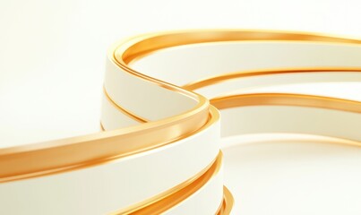 Naklejka premium Abstract gold and white curves on white background; design element