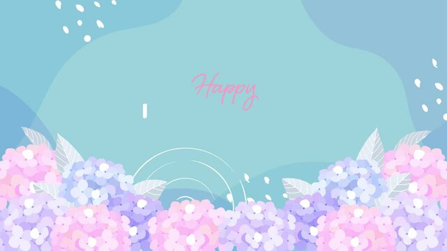 紫陽花のイラストのフレーム動画2_文字あり
