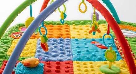 Colorful Baby Playmat with Arch and Hanging Toys Sensory Development Mat for Infants