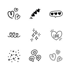 Set of heart doodle icons vector illustration