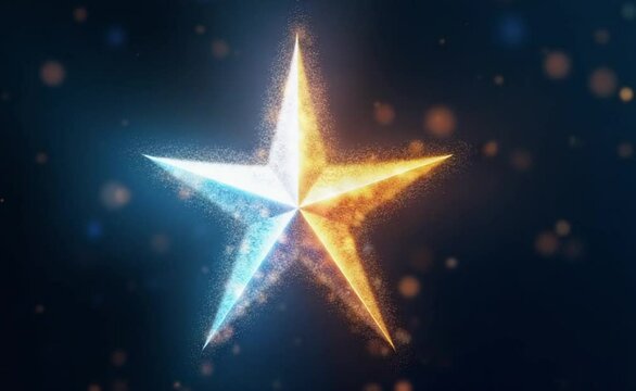Loop flickering gold blue star particles animation background