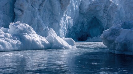 Ultra quality image of stark contrast of white against a deep indigo ice.