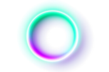  Glowing and colorful neon circle isolated on white background