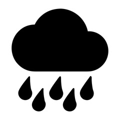 Black cloud with raindrops weather icon on a white background vector
