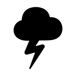 Black and white illustration of a thunderstorm cloud with lightning strike