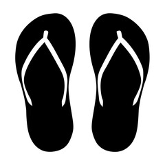 Silhouette of black flip flops or sandals for summer vacation footwear
