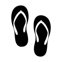 Black and white graphic image of two flip flops for summer