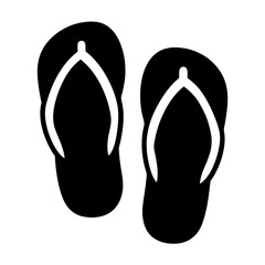 Graphic illustration of a pair of black flip flops on white backdrop