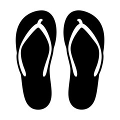 A pair of black flip flops on a white background. Summer footwear.