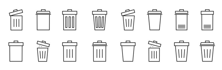 Trash Line Icon Set Vector.