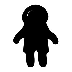 Silhouette of astronaut figure stands isolated against a white background