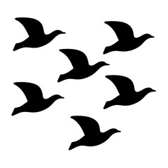 Black silhouette of birds flying, conveying freedom and flock behavior beautifully