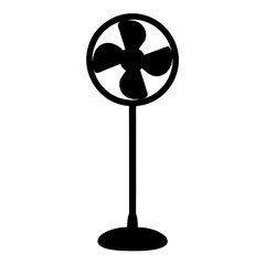 Obraz premium Simple black and white vector illustration of an electric stand fan