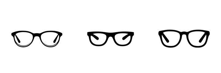 Fototapeta premium Stylish vector illustration of three different eyeglass frames for eye care and fashion accessories