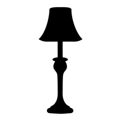 Elegant black silhouette of a vintage table lamp with a lampshade