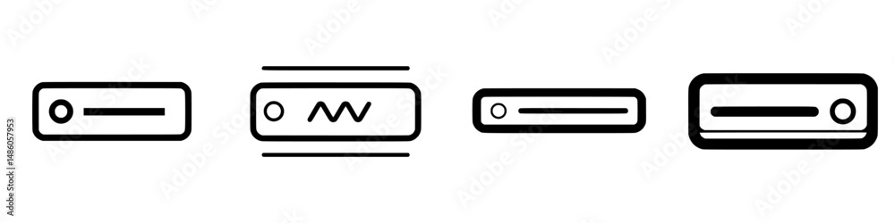 Poster unique vector illustration icons representing buttons or controls for various applications and setti