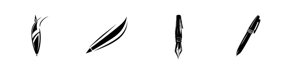 Obraz premium Icon set of various writing instruments designed for creative and professional use in digital projects