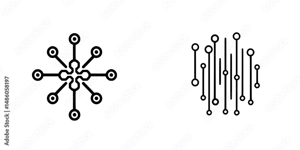 Poster vector illustration of abstract geometric icons representing connectivity and data structures in a m