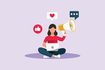  Social media Marketing Concept. Colored flat vector illustration isolated