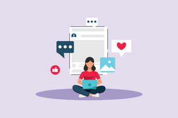  Social media Marketing Concept. Colored flat vector illustration isolated