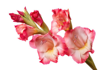 Elegant Pink and Peach Gladiolus Flowers Close-Up Studio Shot