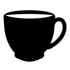 Simple black silhouette of a teacup or coffee mug with handle