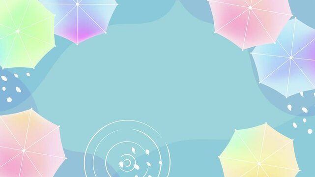 カラフルな傘のイラストのループ動画2