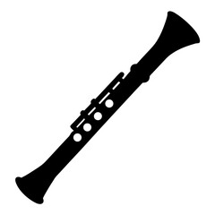 A Simple Black Silhouette Illustration of a Clarinet Musical Instrument