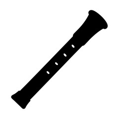 Silhouette of a wooden recorder, musical instrument for children's education