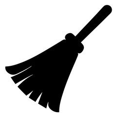 A silhouette illustration of a witch's broom used for Halloween decoration