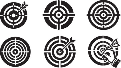 Target icons set. Goal symbol collection. Simple target with arrow. target line icon, outline vector logo illustration.