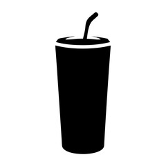 Simple Black and White Beverage Cup with Straw Illustration