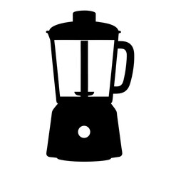 Simple black silhouette of a kitchen blender against a white backdrop