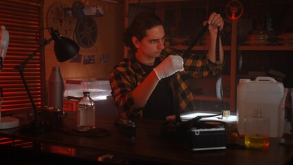 Film Development Process in a Professional Darkroom Setting