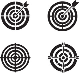 black and white target icon vector set