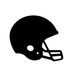 A minimalist black silhouette icon of an American football helmet