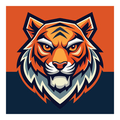 Obraz premium Tiger Head Stylized Animal Logo Fierce Feline Mascot