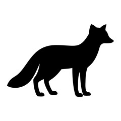 Elegant black fox silhouette standing against a plain white background art