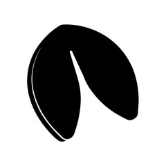 Monochrome Fortune Cookie Graphic Representation with Blank Inside on White Background