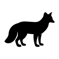 Silhouette of a Fox Standing Elegantly Against a Plain White Background