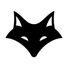 A stylized black fox head, modern minimalist logo design with elegance